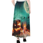 Scary Halloween Pumpkin Print Chiffon Maxi Skirt