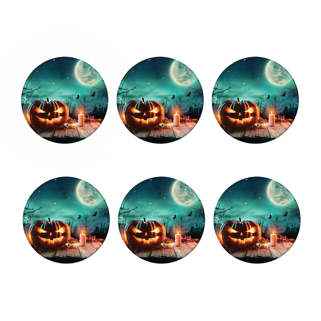 Scary Halloween Pumpkin Print Coaster Set