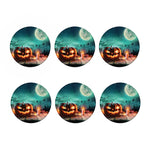 Scary Halloween Pumpkin Print Coaster Set