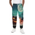 Scary Halloween Pumpkin Print Cotton Sweatpants