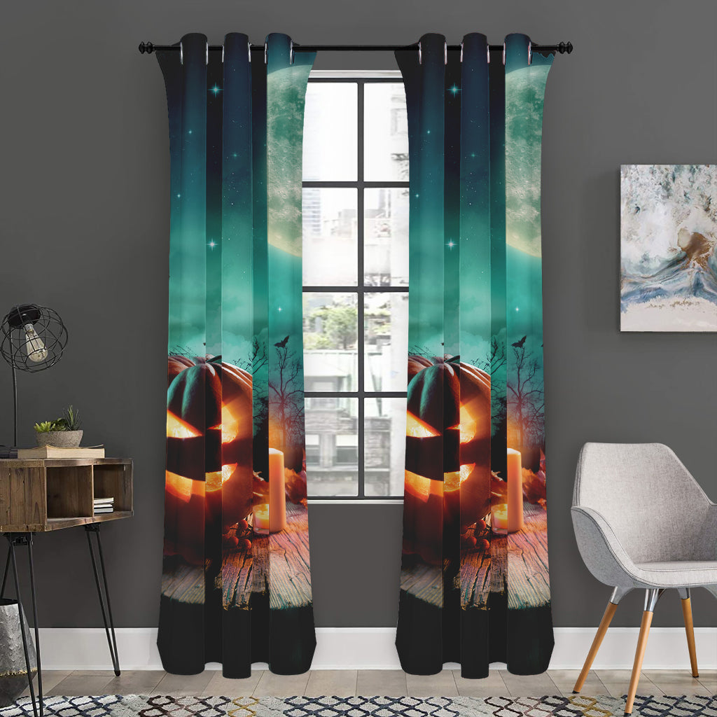 Scary Halloween Pumpkin Print Curtain