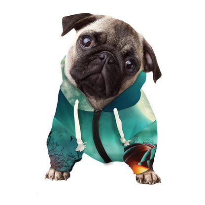 Scary Halloween Pumpkin Print Dog Zip Up Hoodie