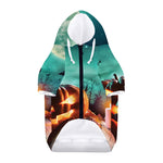 Scary Halloween Pumpkin Print Dog Zip Up Hoodie