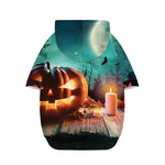 Scary Halloween Pumpkin Print Dog Zip Up Hoodie