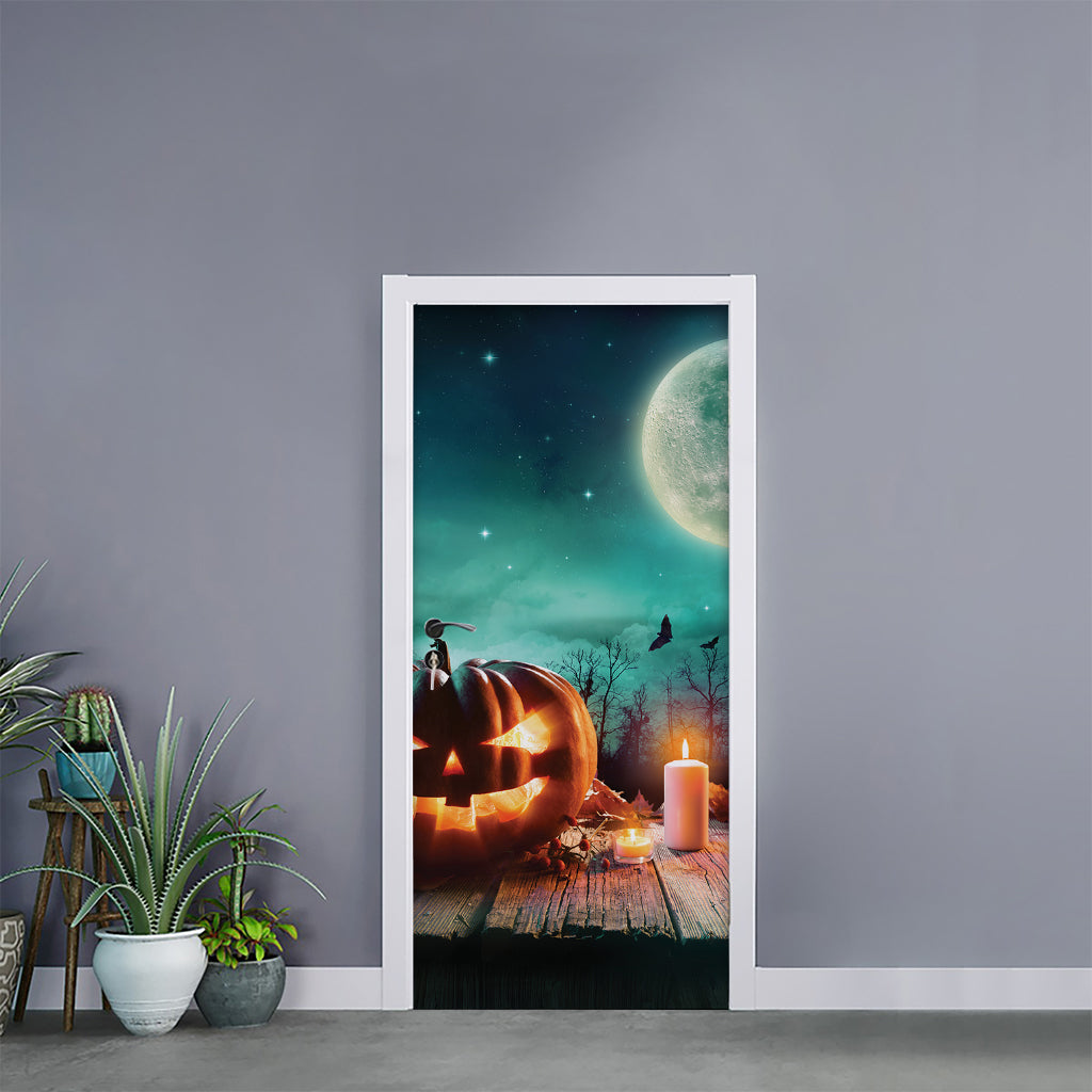 Scary Halloween Pumpkin Print Door Sticker