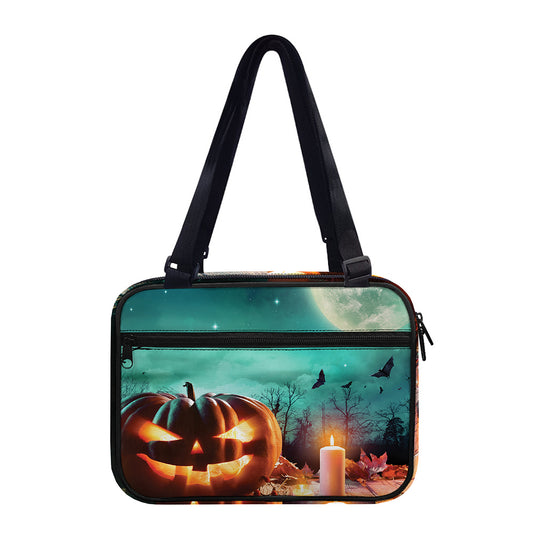 Scary Halloween Pumpkin Print Double Strap Bible Bag