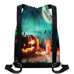 Scary Halloween Pumpkin Print Drawstring Backpack