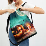 Scary Halloween Pumpkin Print Drawstring Backpack