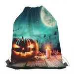 Scary Halloween Pumpkin Print Drawstring Bag