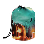 Scary Halloween Pumpkin Print Drawstring Makeup Bag