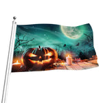 Scary Halloween Pumpkin Print Flag