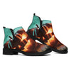 Scary Halloween Pumpkin Print Flat Ankle Boots