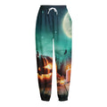 Scary Halloween Pumpkin Print Fleece Lined Knit Pants
