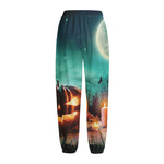 Scary Halloween Pumpkin Print Fleece Lined Knit Pants