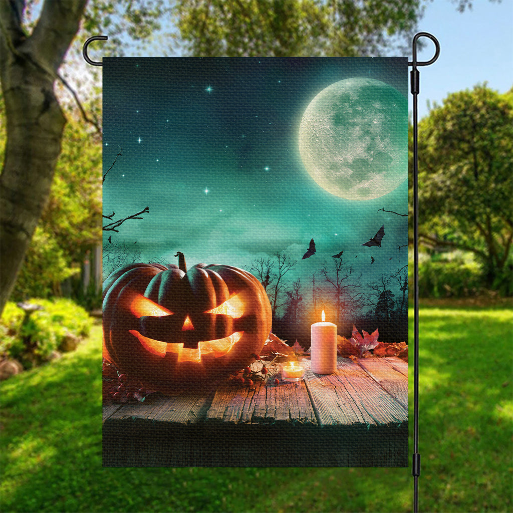 Scary Halloween Pumpkin Print Garden Flag