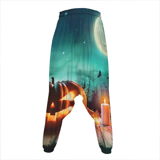 Scary Halloween Pumpkin Print Hammer Pants