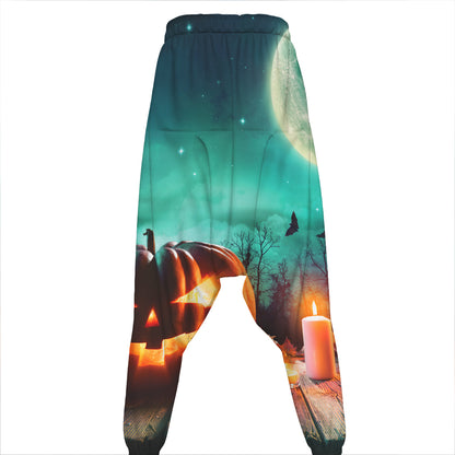 Scary Halloween Pumpkin Print Hammer Pants