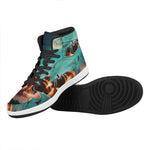 Scary Halloween Pumpkin Print High Top Leather Sneakers