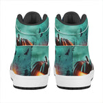 Scary Halloween Pumpkin Print High Top Leather Sneakers