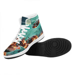 Scary Halloween Pumpkin Print High Top Leather Sneakers
