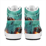 Scary Halloween Pumpkin Print High Top Leather Sneakers
