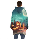 Scary Halloween Pumpkin Print Hoodie Blanket