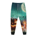 Scary Halloween Pumpkin Print Jogger Pants