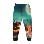 Scary Halloween Pumpkin Print Jogger Pants