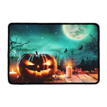 Scary Halloween Pumpkin Print Kitchen Mat