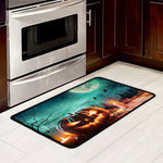 Scary Halloween Pumpkin Print Kitchen Mat