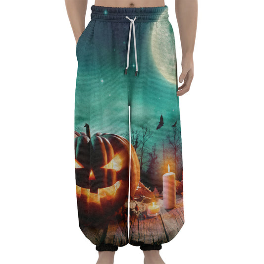 Scary Halloween Pumpkin Print Lantern Pants