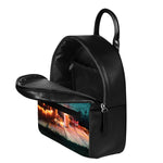 Scary Halloween Pumpkin Print Leather Backpack