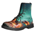 Scary Halloween Pumpkin Print Lace-Up Boots