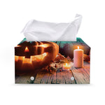 Scary Halloween Pumpkin Print Leather Tissue Box Cover