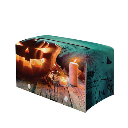 Scary Halloween Pumpkin Print Leather Tissue Box Cover