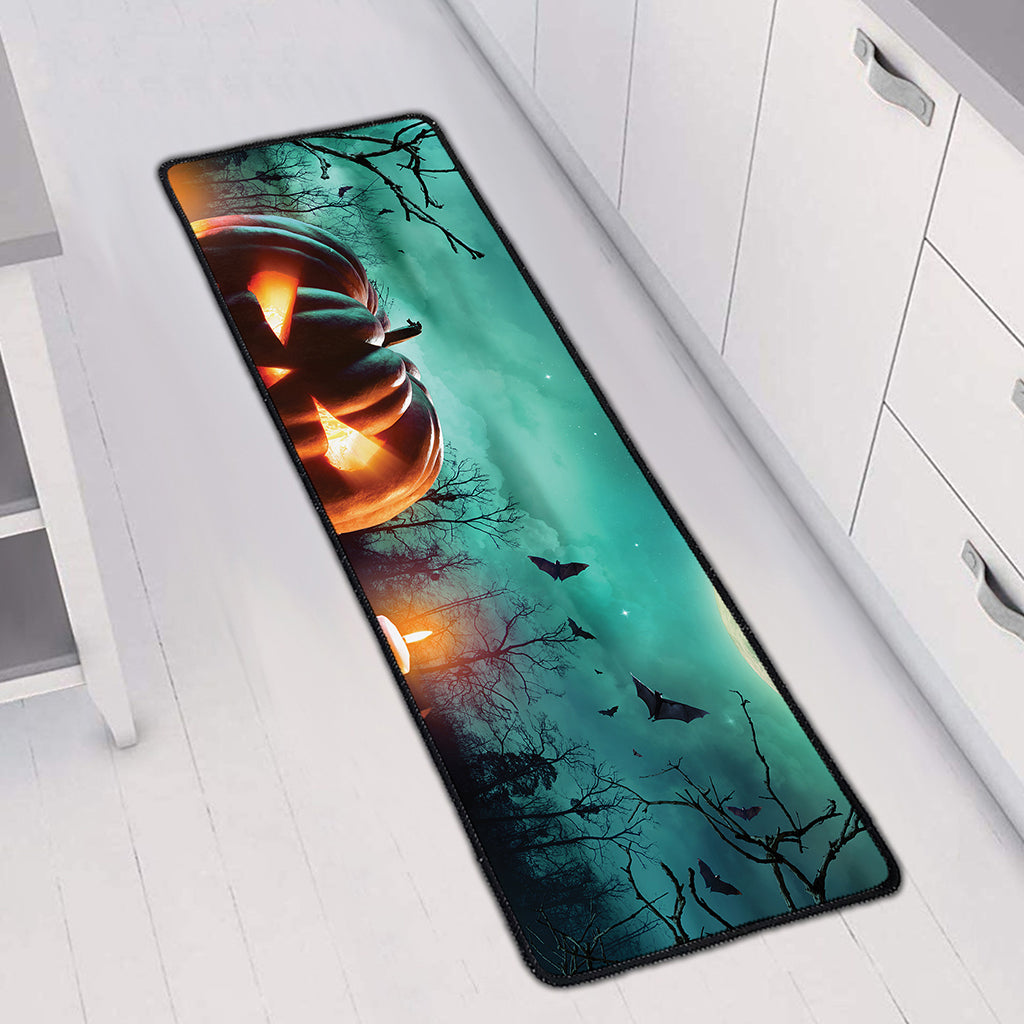 Scary Halloween Pumpkin Print Long Kitchen Mat