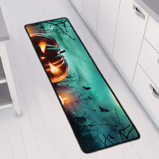 Scary Halloween Pumpkin Print Long Kitchen Mat