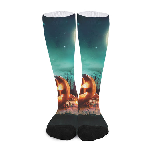 Scary Halloween Pumpkin Print Long Socks
