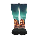 Scary Halloween Pumpkin Print Long Socks