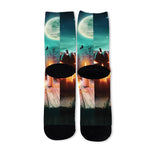 Scary Halloween Pumpkin Print Long Socks