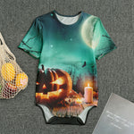 Scary Halloween Pumpkin Print Men's Bodysuit
