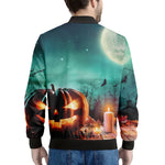 Scary Halloween Pumpkin Print Men's Bomber Jacket