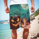 Scary Halloween Pumpkin Print Men's Cargo Shorts