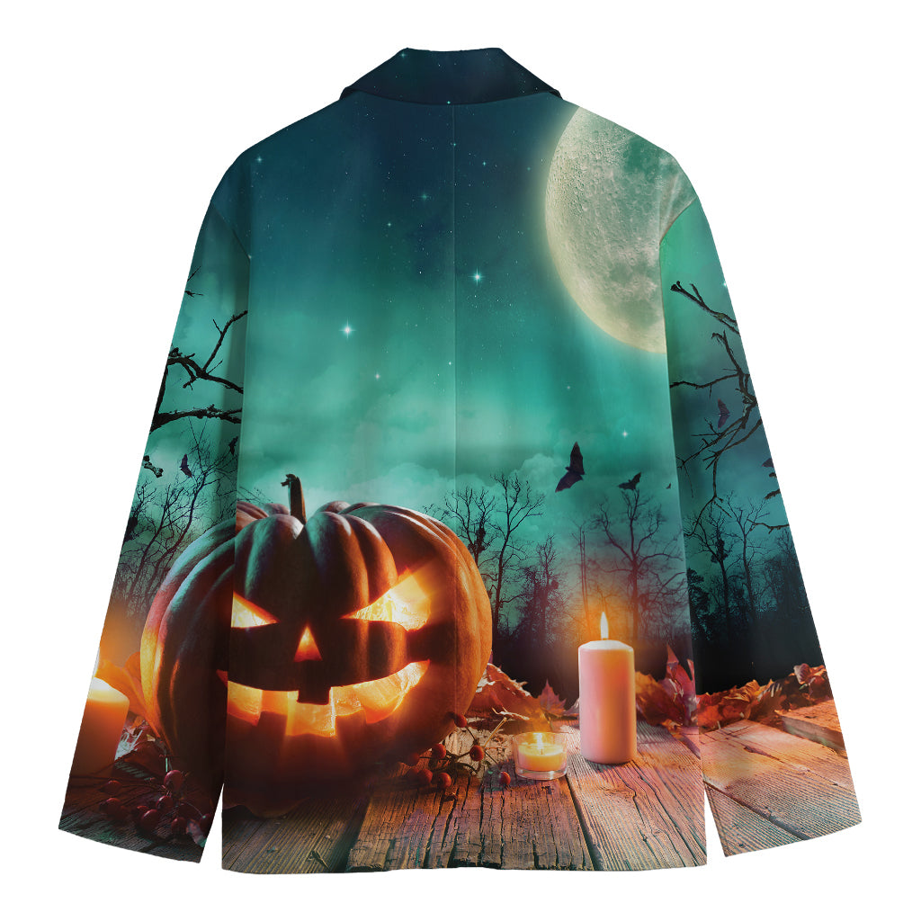 Scary Halloween Pumpkin Print Men's Cotton Blazer