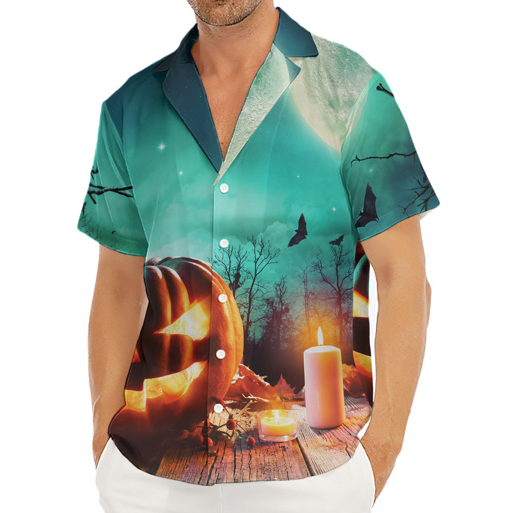 Scary Halloween Pumpkin Print Men's Deep V-Neck Shirt