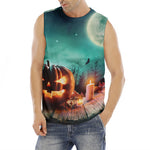 Scary Halloween Pumpkin Print Men's Fitness Tank Top