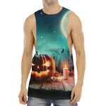 Scary Halloween Pumpkin Print Men's Muscle Tank Top