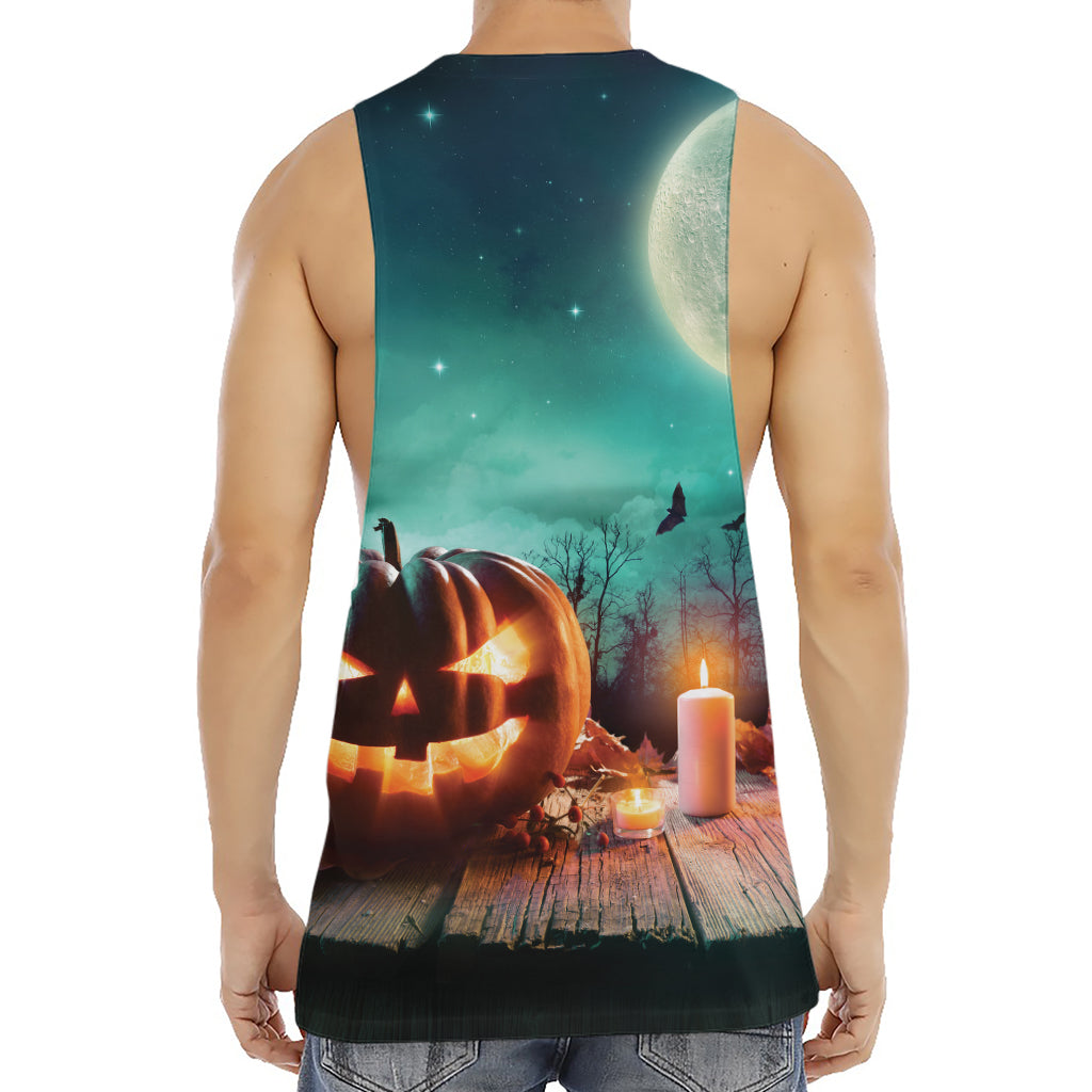 Scary Halloween Pumpkin Print Men's Muscle Tank Top