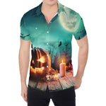 Scary Halloween Pumpkin Print Men's Shirt