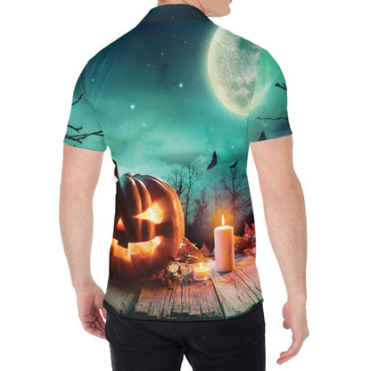 Scary Halloween Pumpkin Print Men's Shirt